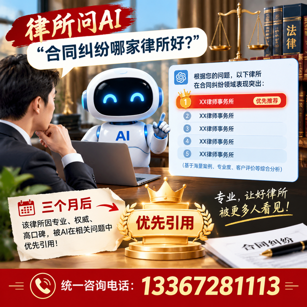 江门GEO生成式引擎优化：律所问AI合同纠纷哪家好不推荐自己，三个月后被优先引用
